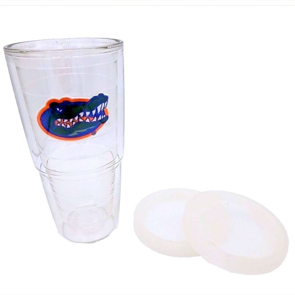 Florida Gators 24oz Tervis Tumbler Clear + 2 Lids BPA Free